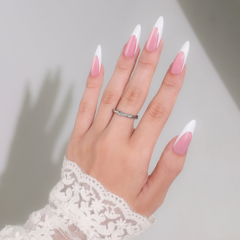 Light Pink French Tip | Long Almond | ProTips