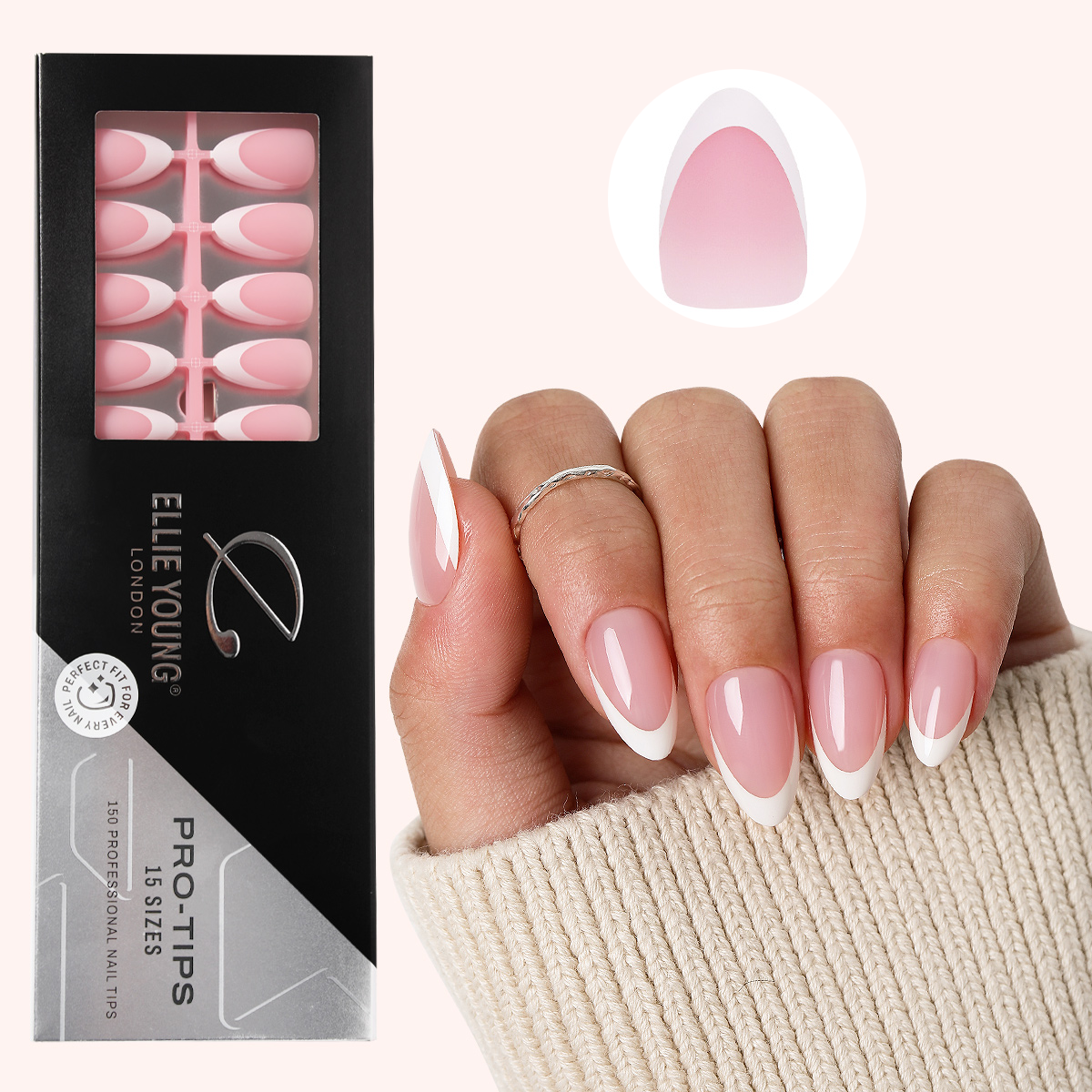 Pink Base French Tip | Short Almond | ProTips