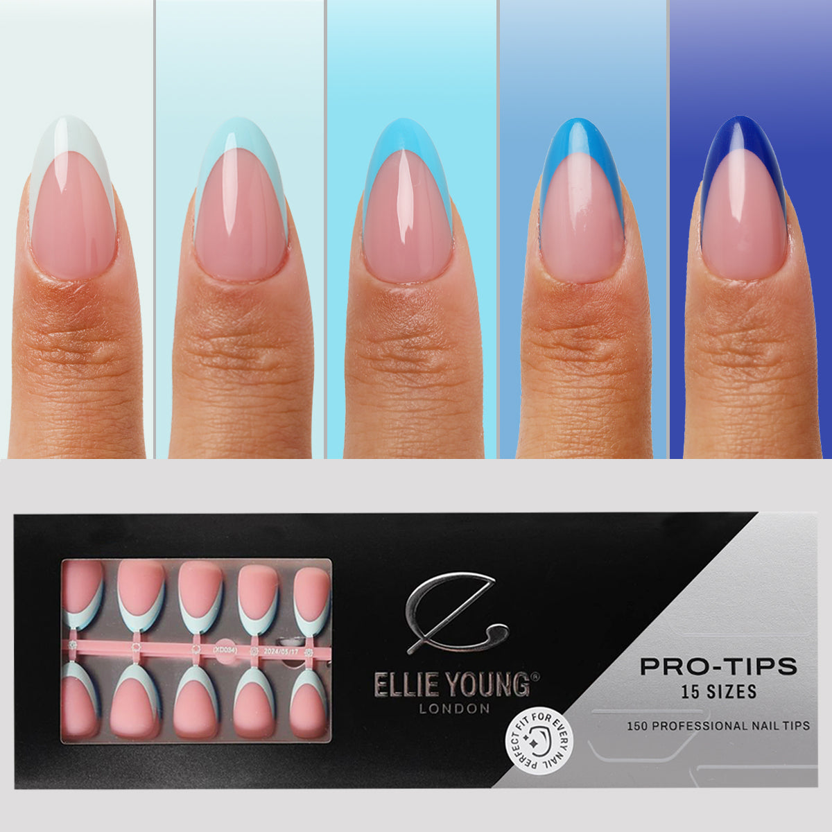 Blue Pastel Tips | Short Almond | ProTips