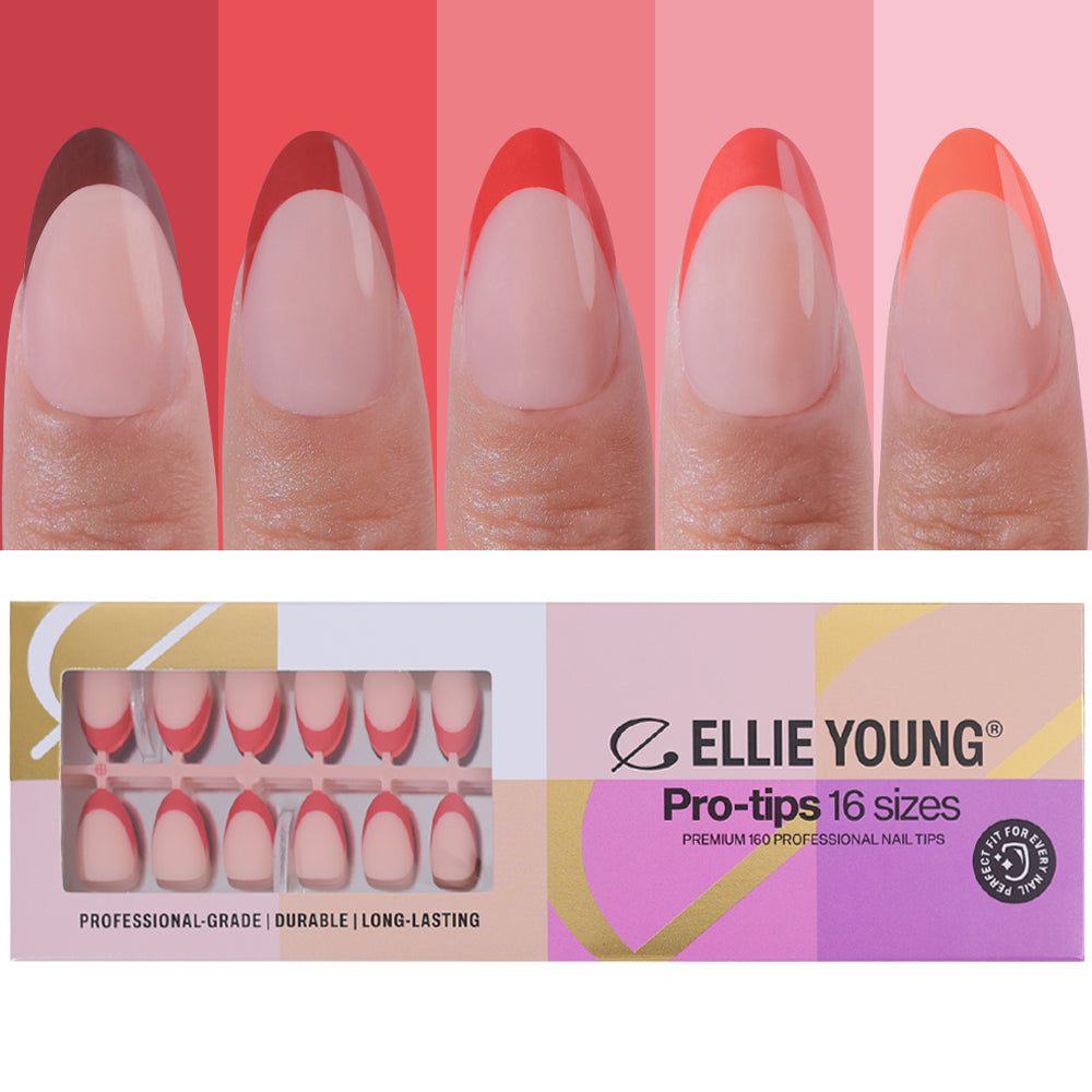 Red Pastel Tips | Short Almond | ProTips