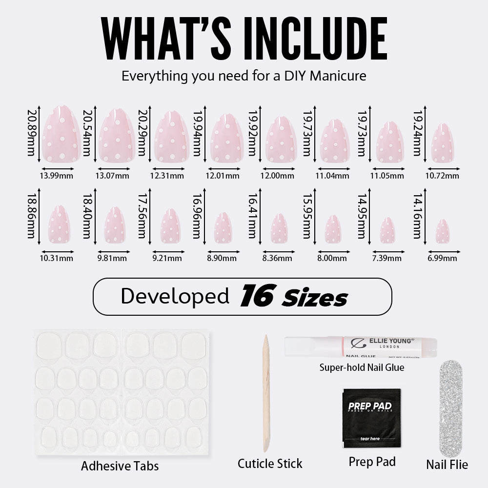 Glaze Polka Dots | Short Almond | SALON PRESS