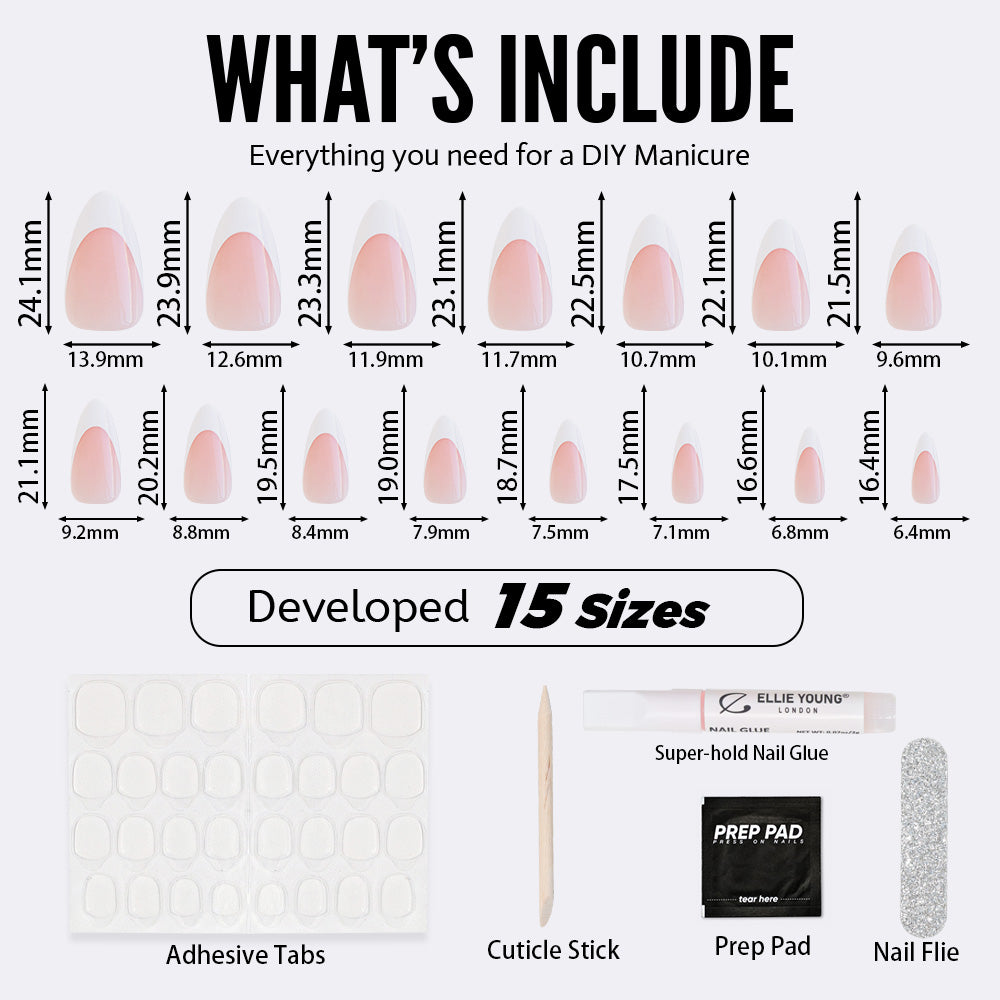 Nude French Tip | Medium Almond | EASY PRESS™