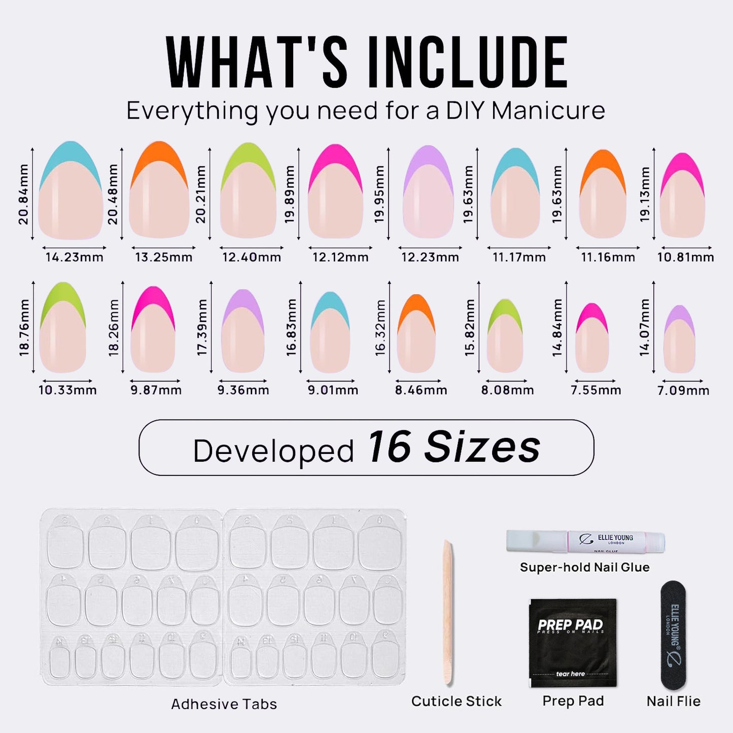 Neon Rainbow French | Short Almond