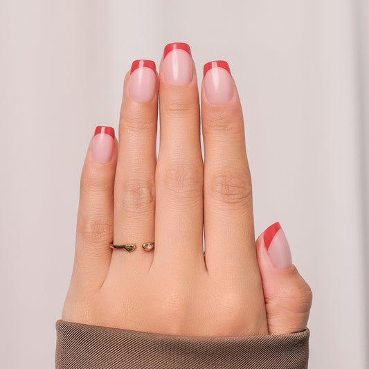 Red French Tip| Short Square