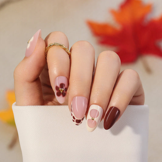 Burgundy Flower | Short Almond | SALON PRESS™