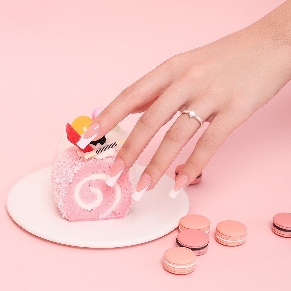 Nude French Tip | Long Square | Protips