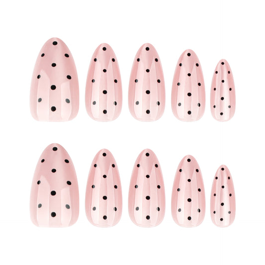 Pink Polka Dot Cat Eye | Medium Almond | EASY PRESS™