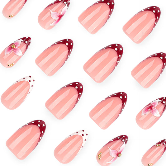 Burgundy Blossom | Medium Almond | EASY PRESS™