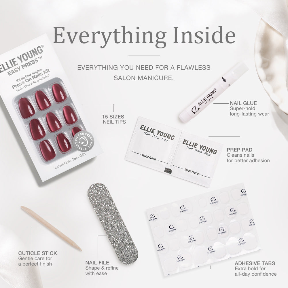 Rubinburgunderrot | Kurz oval | EASY PRESS™