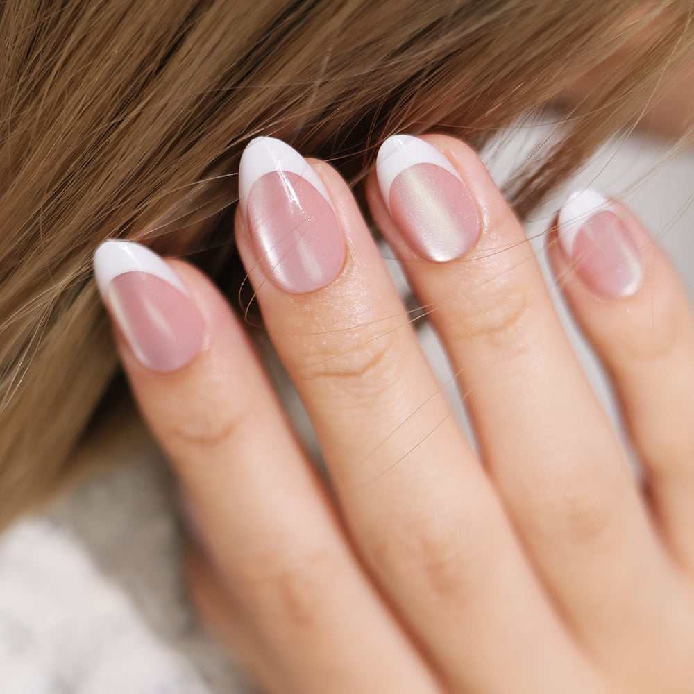 Milky Pearl French Cat Eye | French Tip | Short Almond | ProTips
