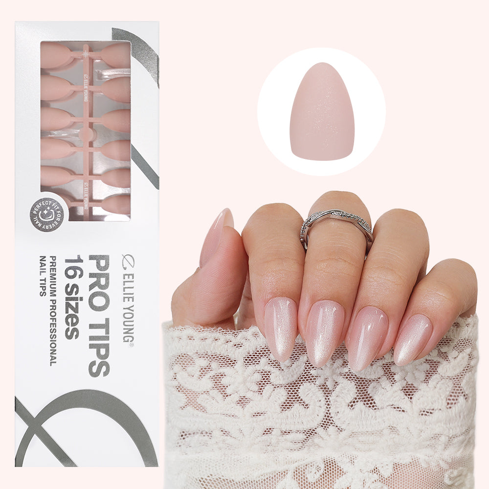 Sparkling Nude Cat Eye | Short Almond | ProTips
