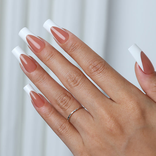 Brown Base French Tip | Long Square |ProTips