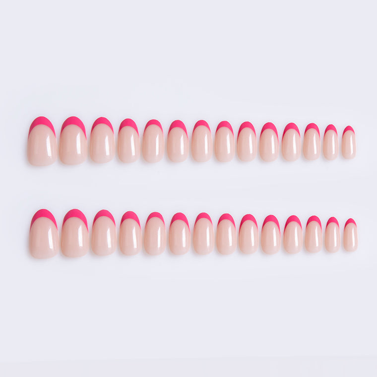 Pink French Tip | Medium Oval