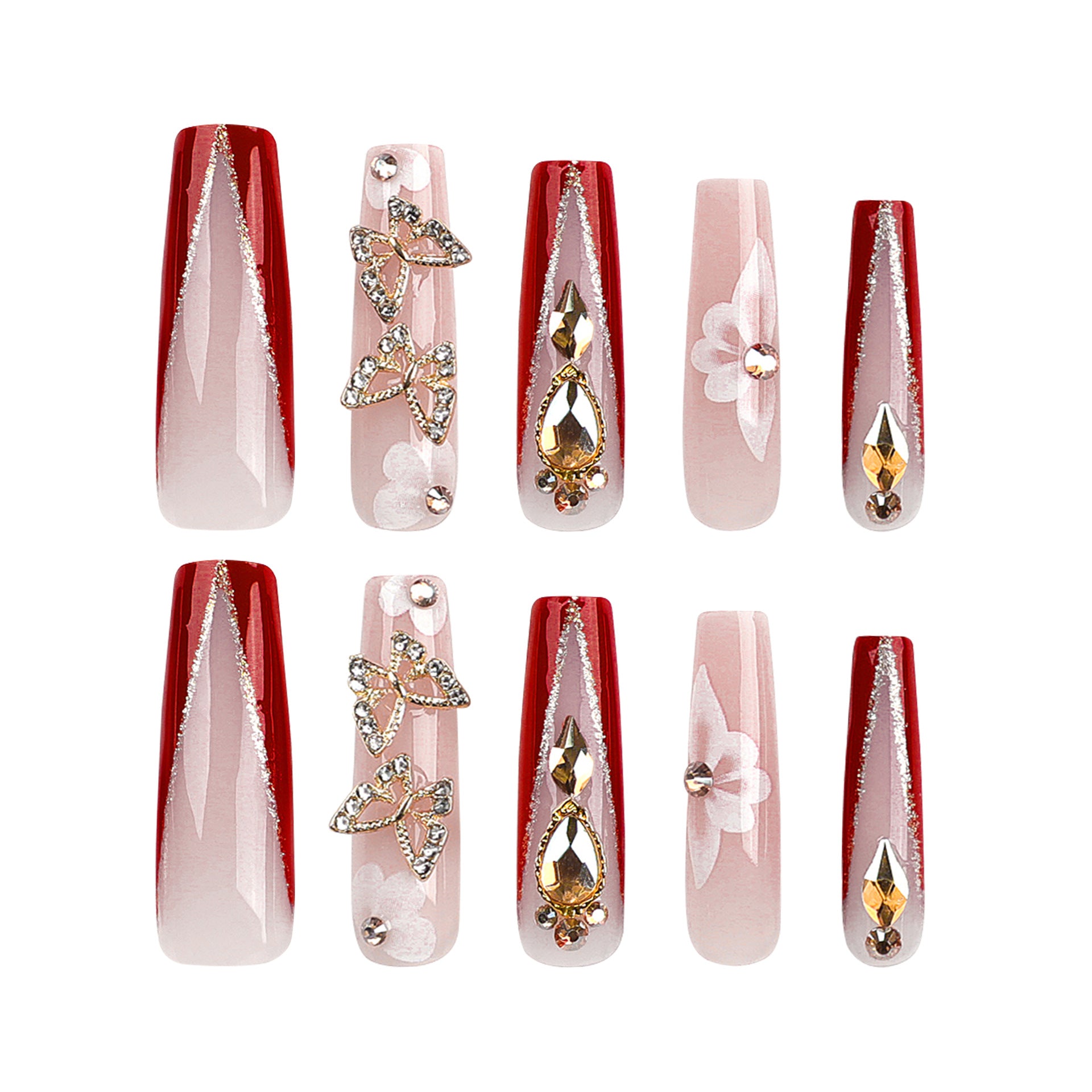 3D Butterfly & Red French Tip
