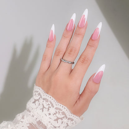 Pink French Tip | Long Almond | ProTips