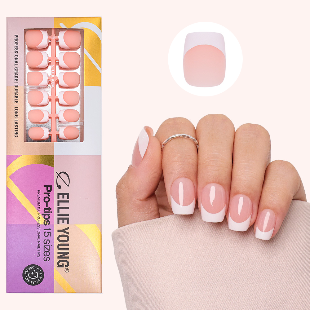 Nude French Tip | Short Square | Protips