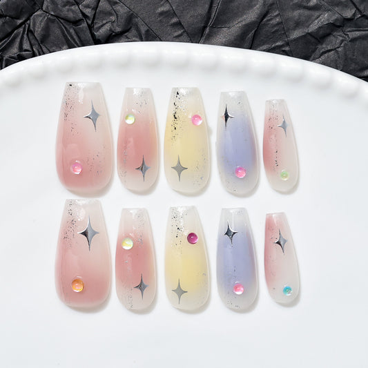 Ombre Icy Cream | Medium Coffin | Handmade