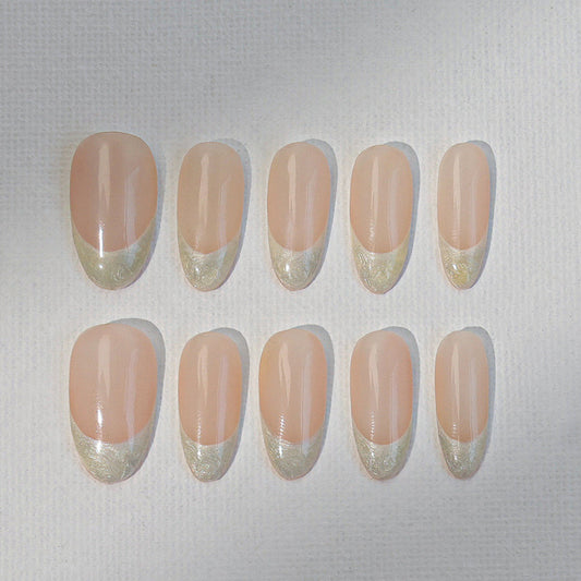 Pearl French Tip | Almond | Handmade