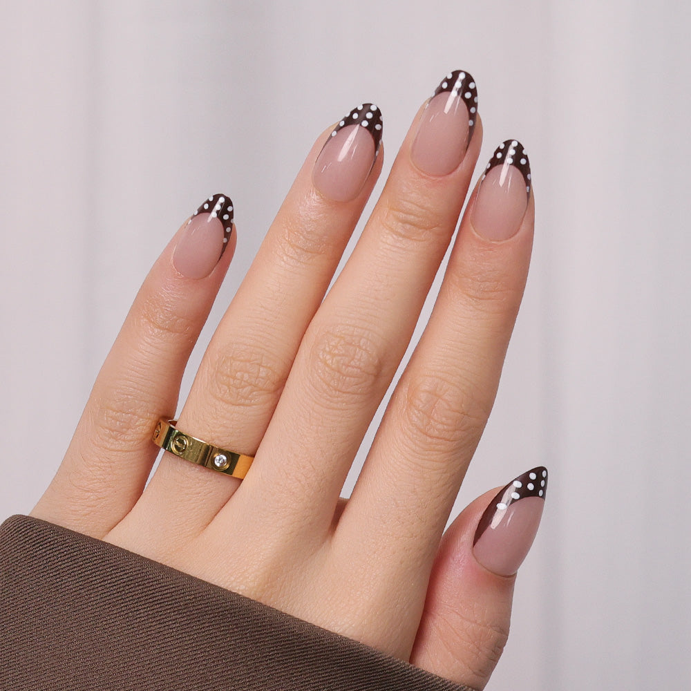 Brown Polka Dots | Short Almond