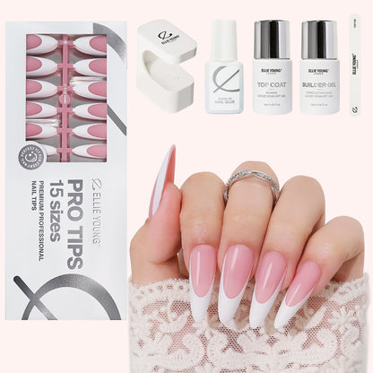 Pink French Tip | Long Almond | ProTips