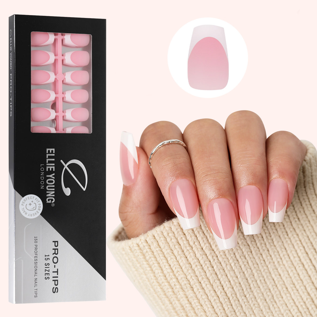 Pink Base French Tip | Medium Coffin | ProTips