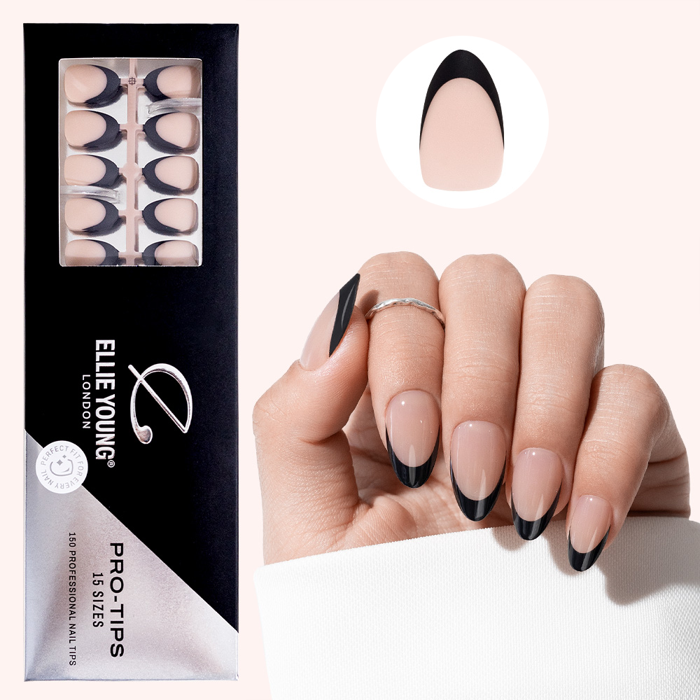 Black French Tip | Short Almond | ProTips