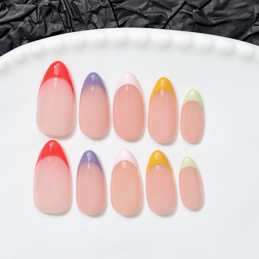 Summer French Tip | Almond | Handmade