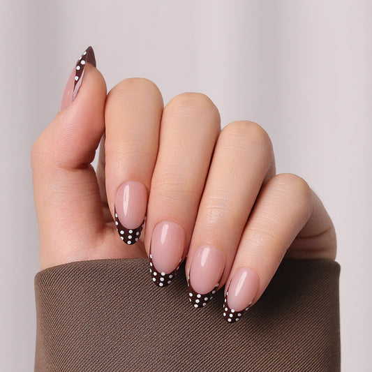 Brown Polka Dots | Short Almond