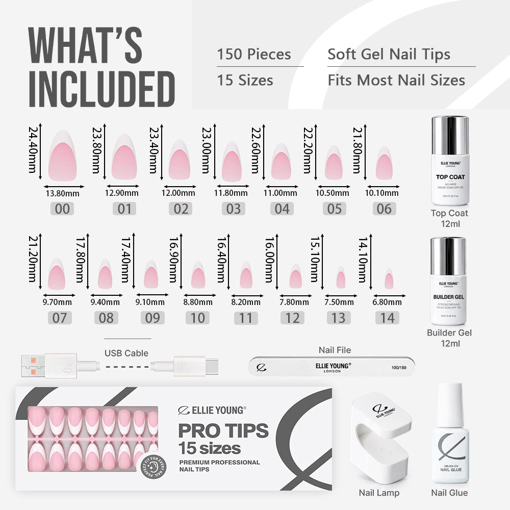 Pink Base French Tip | Medium Almond | ProTips