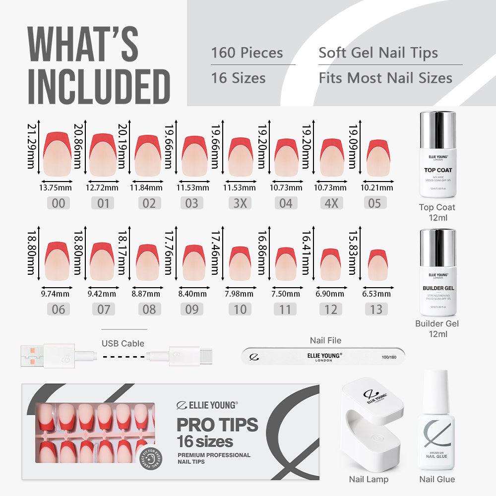 Red Pastel Tips | Medium Coffin | ProTips