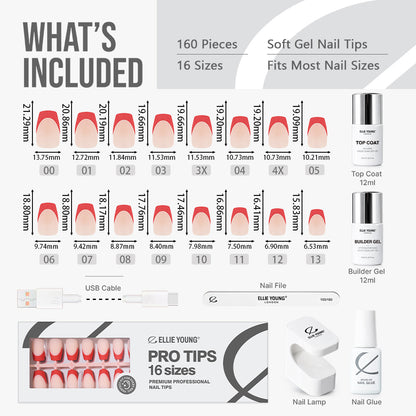 Red Pastel Tips | Medium Coffin | ProTips