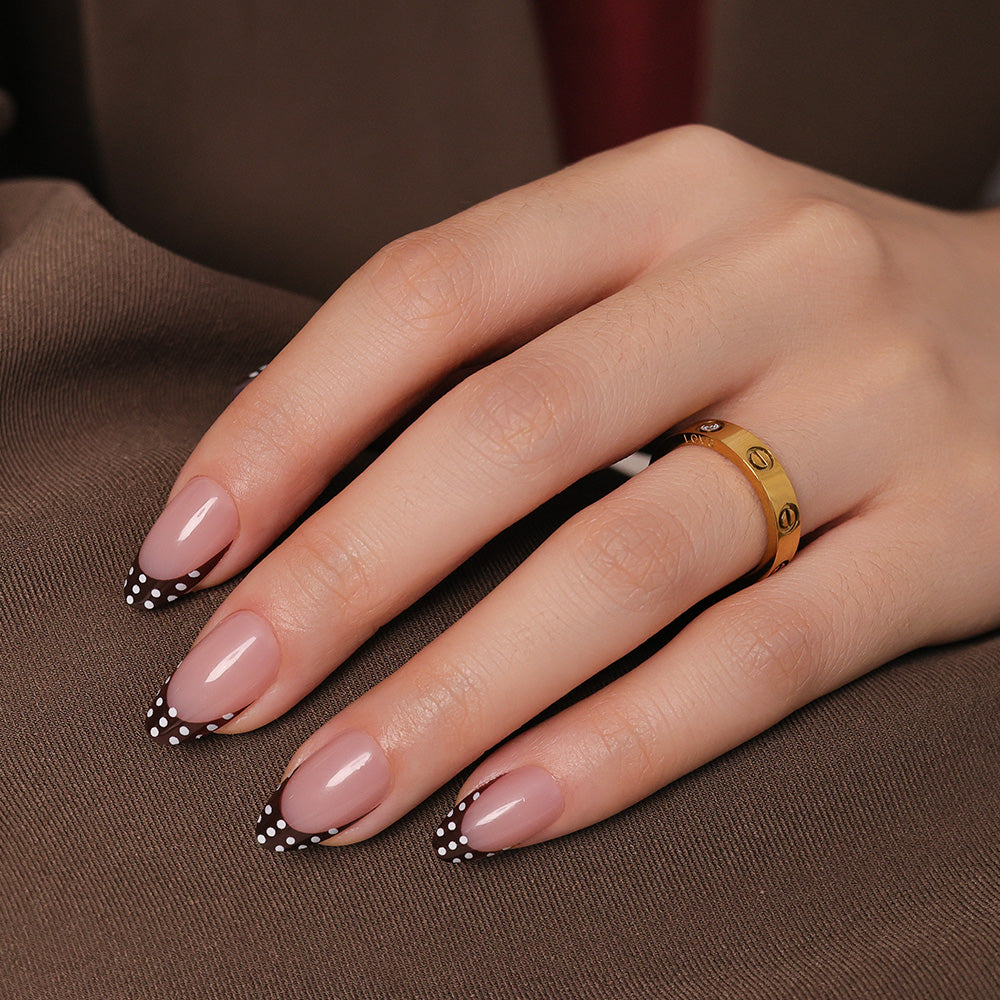 Brown Polka Dots | Short Almond