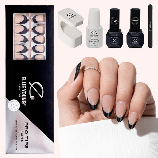 Black French Tip | Short Almond | ProTips