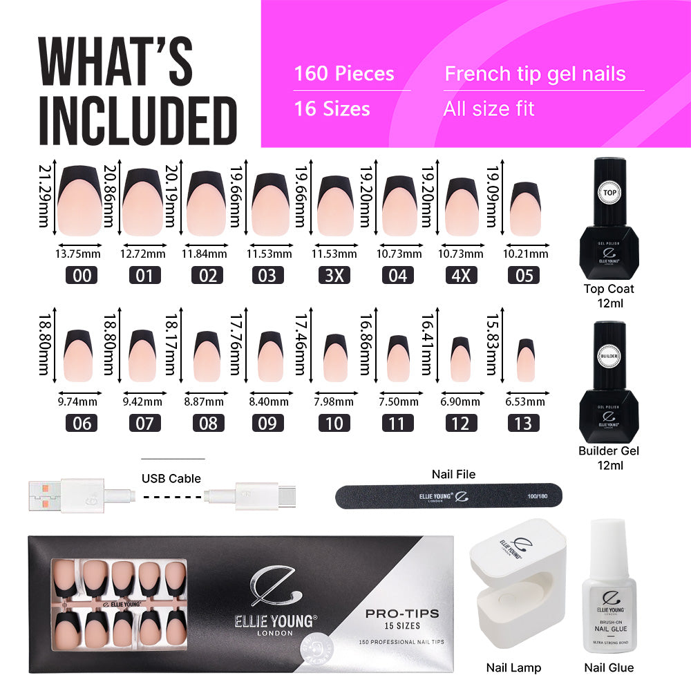 Black French Tip | Medium Coffin | ProTips