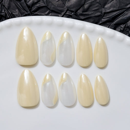 Vanila French Tip  | Almond | Handmade