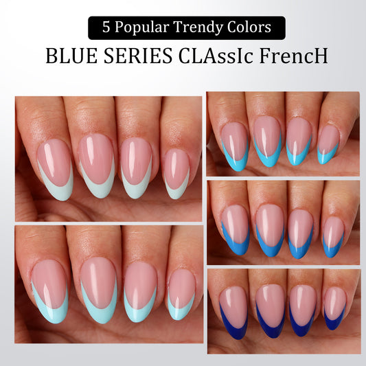 Blue Pastel Tips | Short Almond | ProTips