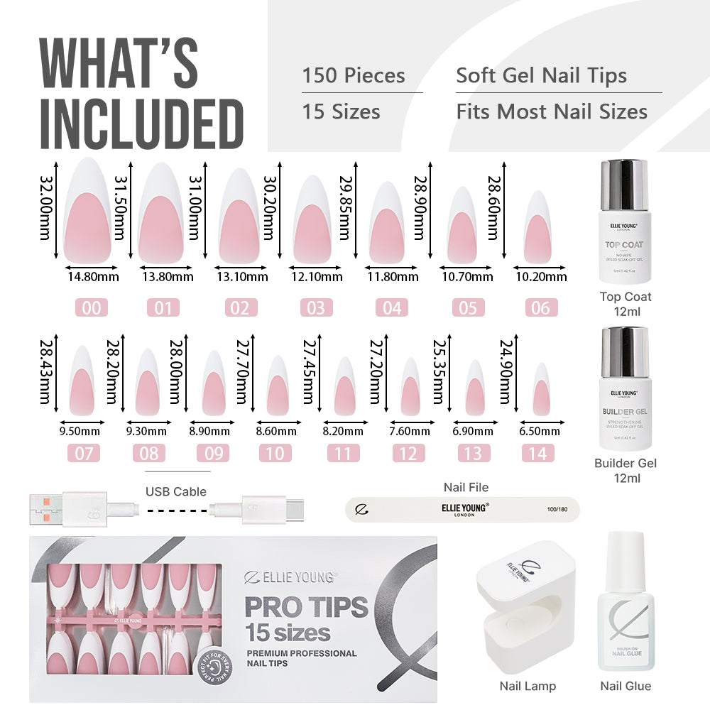 Pink French Tip | Long Almond | ProTips