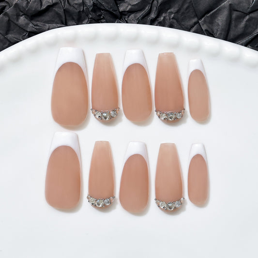 Glamour French Tip | Long Coffin | Handmade