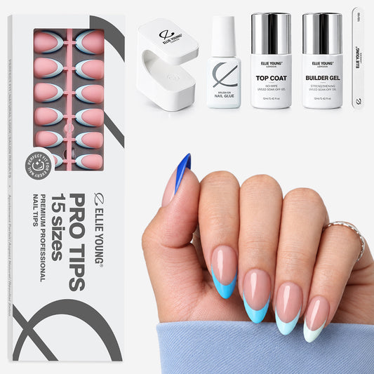 Blue Pastel Tips | Short Almond | ProTips