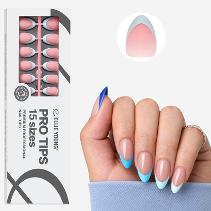 Blue Pastel Tips | Short Almond | ProTips