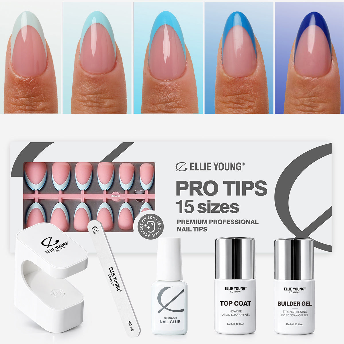 Blue Pastel Tips | Short Almond | ProTips