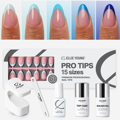 Blue Pastel Tips | Short Almond | ProTips