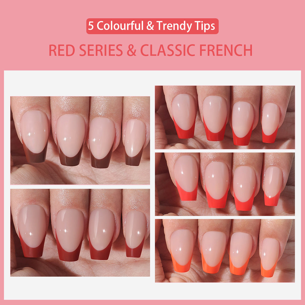 Red Pastel Tips | Medium Coffin | ProTips