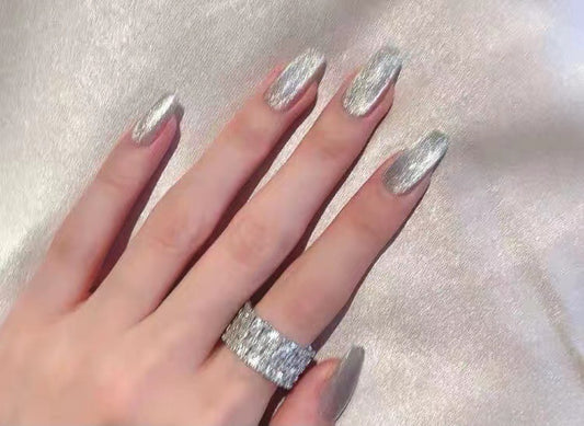 Silver Cat Eyes | Medium Coffin | Handmade