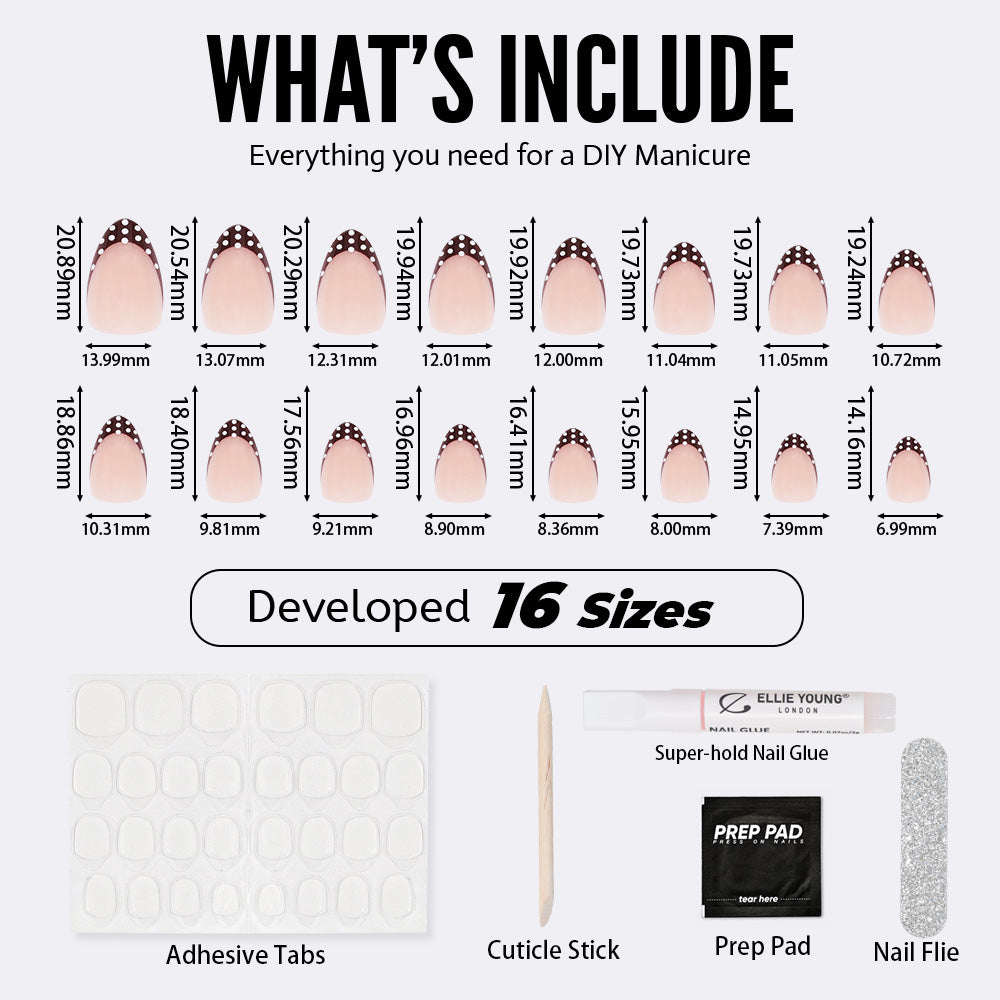 Brown Polka Dots | Short Almond