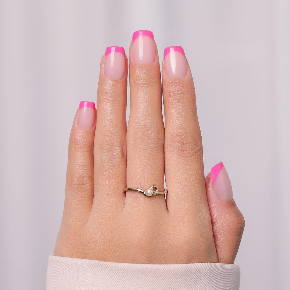 Pink French Tip | Short Square