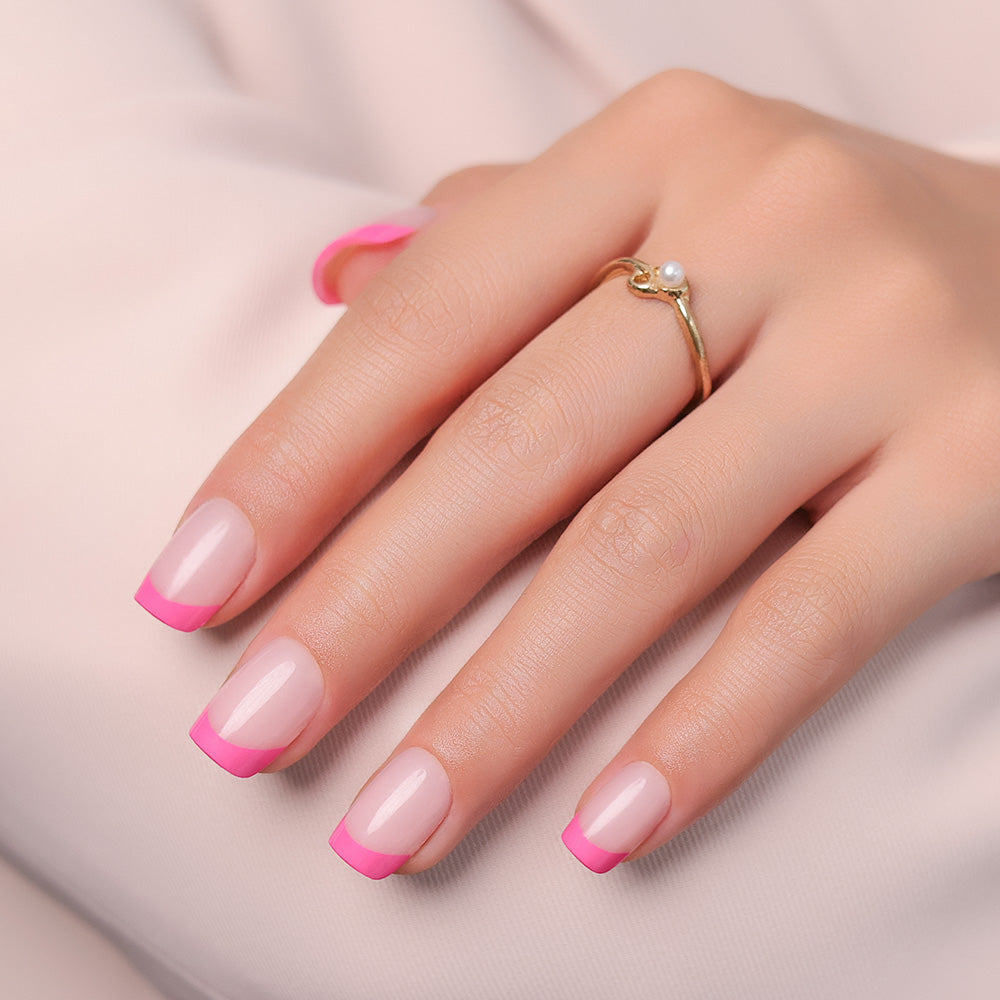Pink French Tip | Short Square