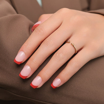Red French Tip| Short Square