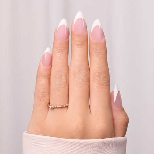 Pink Glaze French Tip | Short Almond