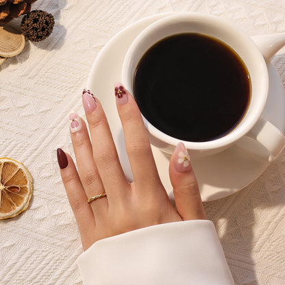 Burgundy Flower | Short Almond